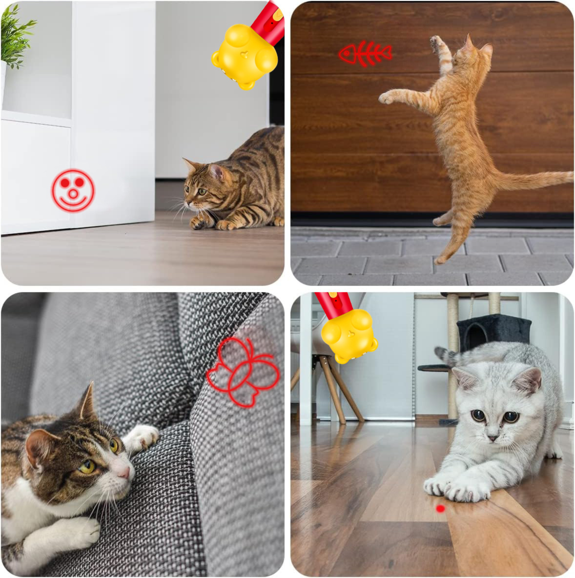 Blue Bear Laser Cat Toy Set - 2 Piece USB Rechargeable Multi Pattern Laser Pointer with UV and White Light V888-ELOSUNG51042