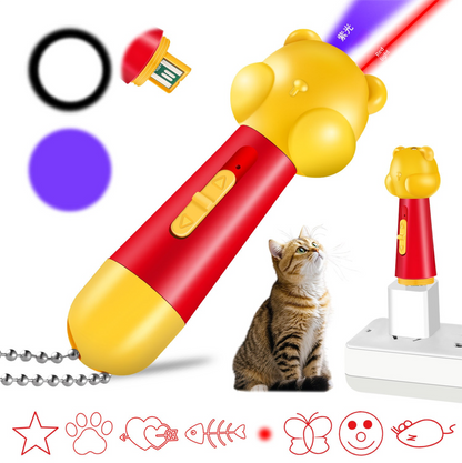 Purple Bear Laser Cat Toy Set - 2 Piece USB Rechargeable Multi Pattern Laser Pointer with UV and White Light V888-ELOSUNG51044