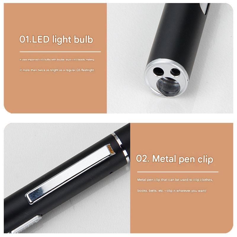 Black Metal Laser Cat Toy Pen Set - 2 Piece USB Rechargeable 3-in-1 Laser Pointer with UV Light and LED Torch V888-ELOSUNG51045