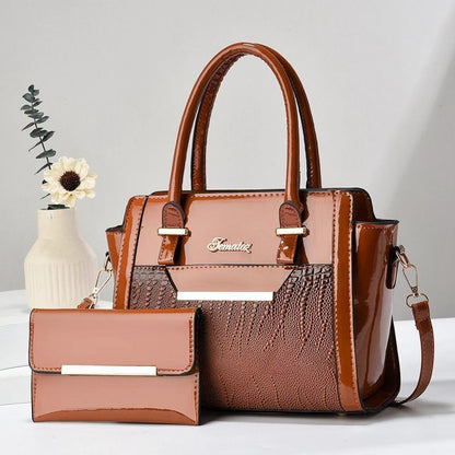 Earthy brown Women's Handbag Set - Large Capacity 2 Piece Shoulder Bag with Matching Wallet V888-ELOSUNG51050