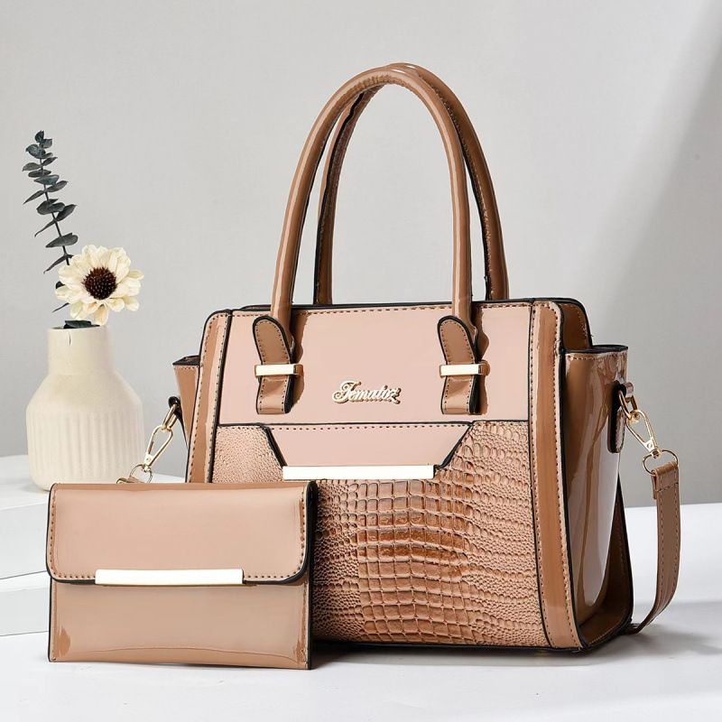 Khaki Women's Handbag Set - Large Capacity 2 Piece Shoulder Bag with Matching Wallet V888-ELOSUNG51051