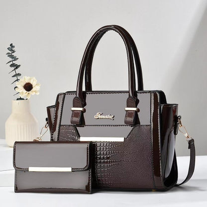 Coffee color Women's Handbag Set - Large Capacity 2 Piece Shoulder Bag with Matching Wallet V888-ELOSUNG51052