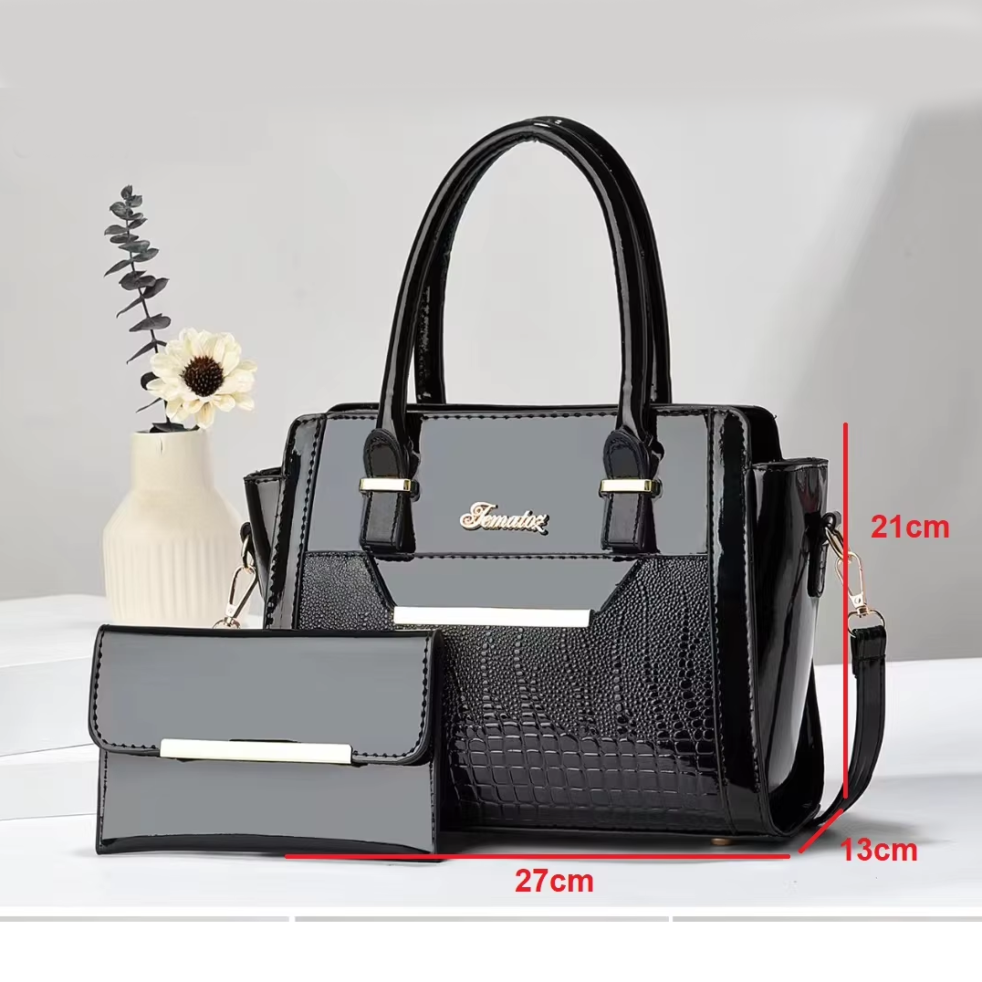 Coffee color Women's Handbag Set - Large Capacity 2 Piece Shoulder Bag with Matching Wallet V888-ELOSUNG51052