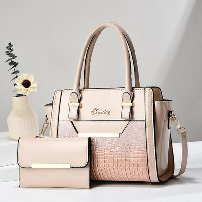 Mint pink Women's Handbag Set - Large Capacity 2 Piece Shoulder Bag with Matching Wallet V888-ELOSUNG51053