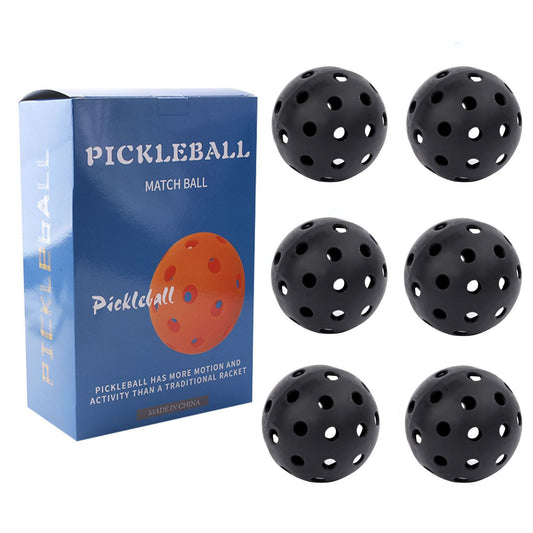 Black Pickleball Balls Set - 6 Piece 40 Hole Outdoor Indoor Pickleball Match Balls V888-ELOSUNG51061