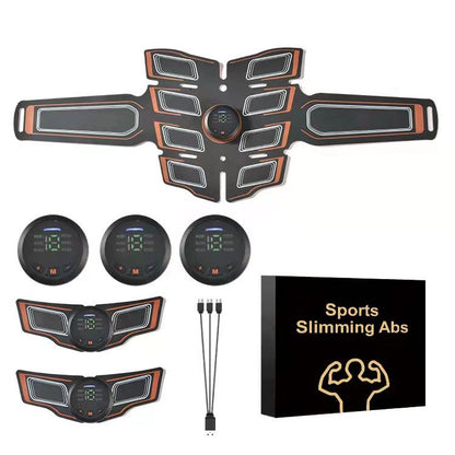 Orange EMS Muscle Stimulator Belt Set - Rechargeable Abdominal Toning Trainer with Multiple Pads and Modes V888-ELOSUNG51068