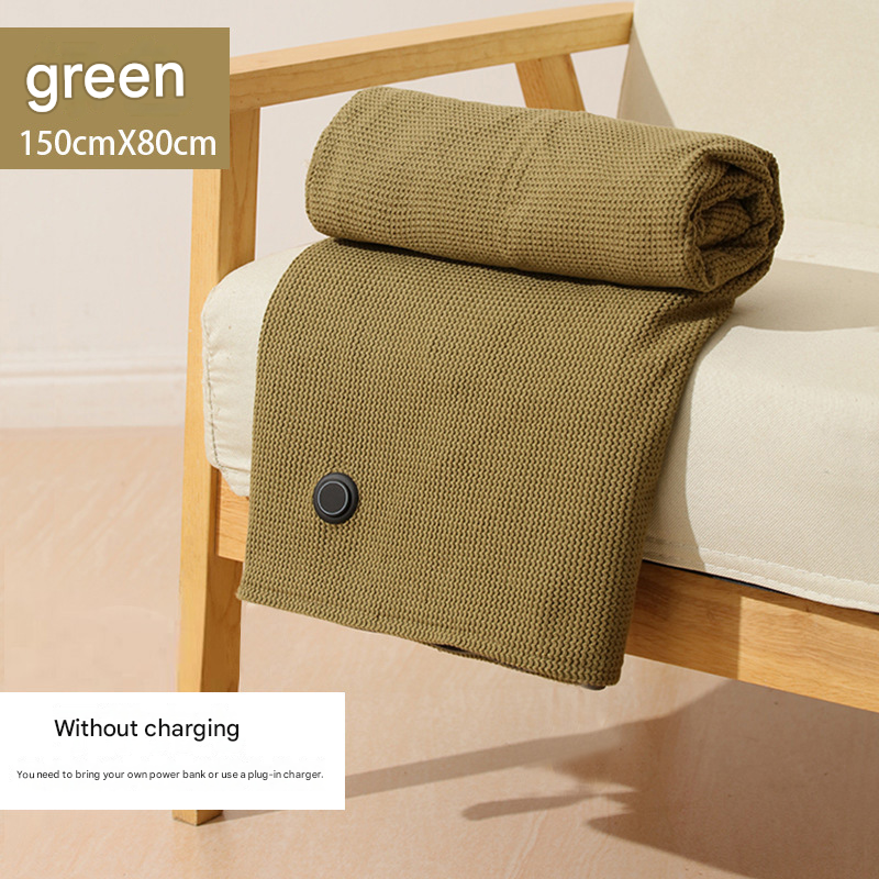 Green USB Heated Blanket Poncho - Rechargeable Electric Warming Shawl with Fast Heating and Multi Use Design V888-ELOSUNG51070
