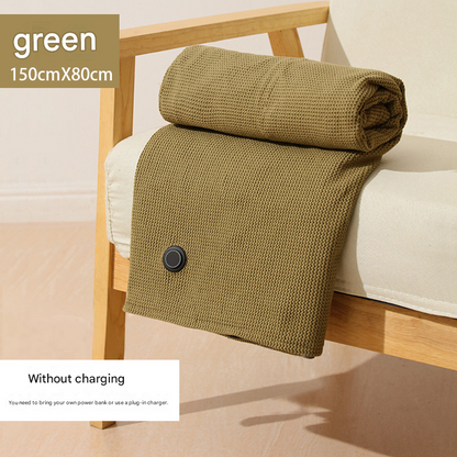 Green USB Heated Blanket Poncho - Rechargeable Electric Warming Shawl with Fast Heating and Multi Use Design V888-ELOSUNG51070