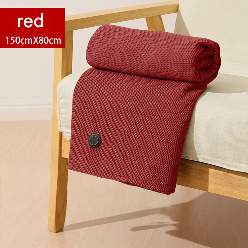 Red USB Heated Blanket Poncho - Rechargeable Electric Warming Shawl with Fast Heating and Multi Use Design V888-ELOSUNG51071