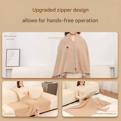 Red USB Heated Blanket Poncho - Rechargeable Electric Warming Shawl with Fast Heating and Multi Use Design V888-ELOSUNG51071