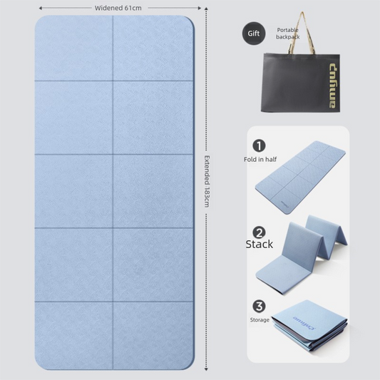 Blue Foldable Yoga Mat - Portable Thick Non-Slip Fitness Exercise Mat for Home Gym and Travel V888-ELOSUNG51127