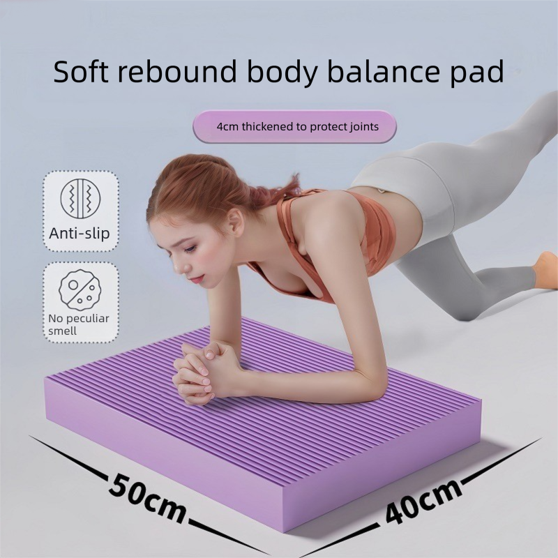 Black 4cm Thick Balance Pad - Non-Slip High Density Foam Exercise Mat for Plank Push Up Knee Protection V888-ELOSUNG51129