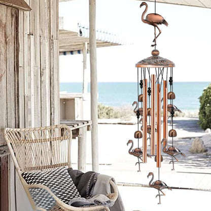 Flamingo Retro Metal Wind Chime - Large Hanging Bell Ornament for Balcony Garden Courtyard Decoration V888-ELOSUNG51146