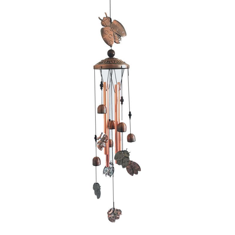 Ladybug Retro Metal Wind Chime - Large Hanging Bell Ornament for Balcony Garden Courtyard Decoration V888-ELOSUNG51148