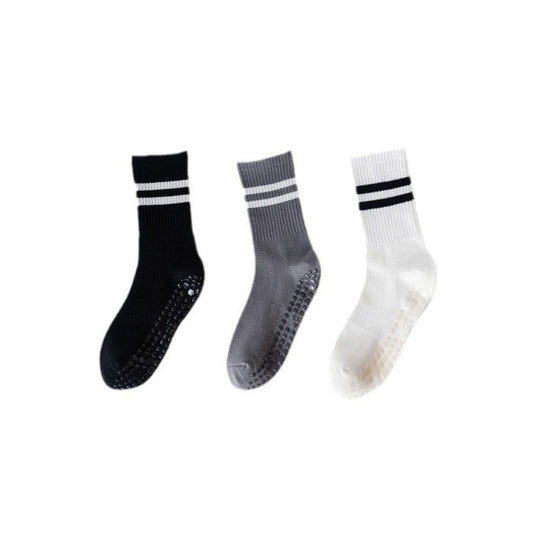 3-Pack Anti-Slip Yoga Socks - Grippy Non-Slip Pilates Dance Fitness Socks for Women(Black, white, dark grey) V888-ELOSUNG51158