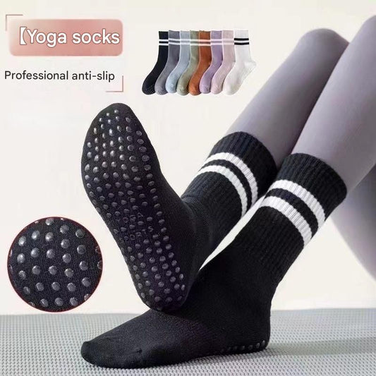 3-Pack Anti-Slip Yoga Socks - Grippy Non-Slip Pilates Dance Fitness Socks for Women(Black, white, dark grey) V888-ELOSUNG51158