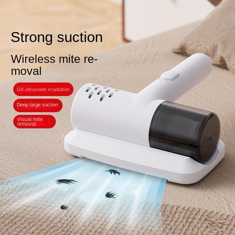 White Wireless USB Rechargeable Mite Vacuum Remover with UV Light - Handheld Anti-Mite Vacuum for Mattress V888-ELOSUNG51186