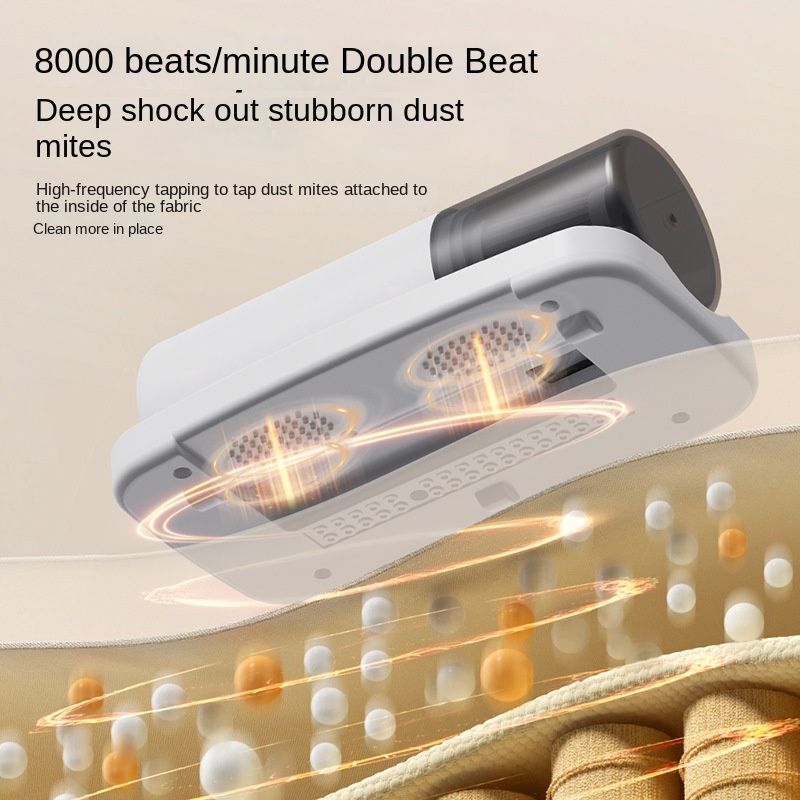 White Wireless USB Rechargeable Mite Vacuum Remover with UV Light - Handheld Anti-Mite Vacuum for Mattress V888-ELOSUNG51186