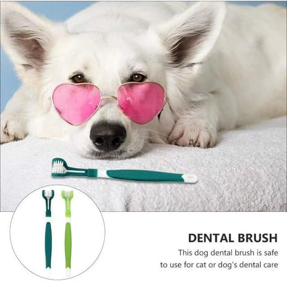 3-Sided Pet Toothbrush 4-Pack - Soft Bristle Dog Cat Dental Care Brush Set V888-ELOSUNG51219