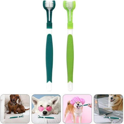 3-Sided Pet Toothbrush 4-Pack - Soft Bristle Dog Cat Dental Care Brush Set V888-ELOSUNG51219