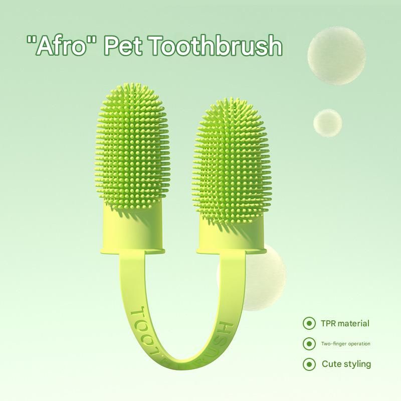 5-Pack Pink Double Finger Pet Toothbrush - Soft TPR Dog Cat Dental Finger Brush Set V888-ELOSUNG51220