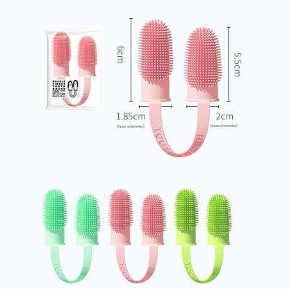 5-Pack Green Double Finger Pet Toothbrush - Soft TPR Dog Cat Dental Finger Brush Set V888-ELOSUNG51221