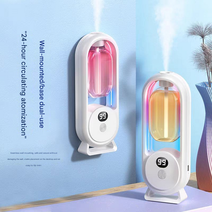 White Smart Aromatherapy Diffuser - Ultrasonic Mist Air Freshener with LED Light and Wall Mount V888-ELOSUNG51223