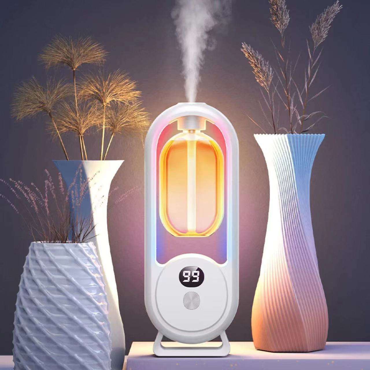 Black Smart Aromatherapy Diffuser - Ultrasonic Mist Air Freshener with LED Light and Wall Mount V888-ELOSUNG51224