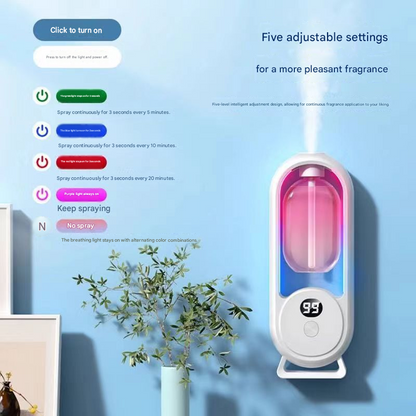 Black Smart Aromatherapy Diffuser - Ultrasonic Mist Air Freshener with LED Light and Wall Mount V888-ELOSUNG51224