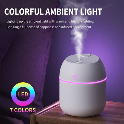 White Mini USB Humidifier Large Mist - Desktop Ultrasonic Air Humidifier with Colorful LED Light V888-ELOSUNG51226
