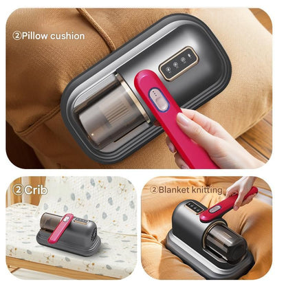Pearl White Wireless Mite Vacuum Cleaner with UV Light - High Suction Handheld Bed Dust Mite Remover V888-ELOSUNG51229