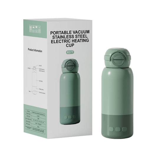 Green Portable Constant Temperature Electric Water Cup 450ml 100W Rechargeable Baby Formula Maker with 316 V888-ELOSUNG51237