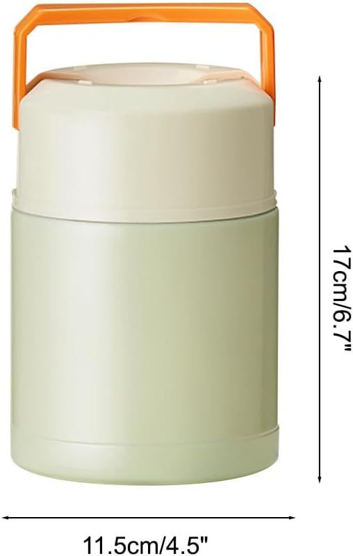 Green 800ml Stainless Steel Thermal Stew Jar Portable Insulated Lunch Pot with Handle - Vacuum Insulated Soup V888-ELOSUNG51250
