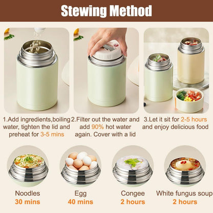 Blue 800ml Stainless Steel Thermal Stew Jar Portable Insulated Lunch Pot with Handle - Vacuum Insulated Soup V888-ELOSUNG51251