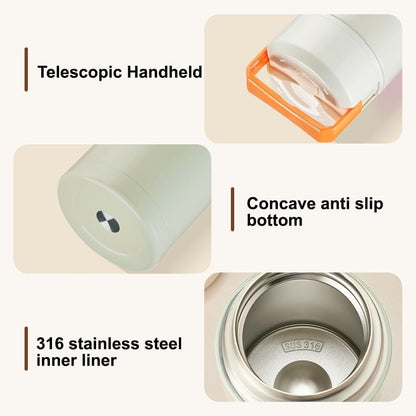 Brown 800ml Stainless Steel Thermal Stew Jar Portable Insulated Lunch Pot with Handle - Vacuum Insulated Soup V888-ELOSUNG51252