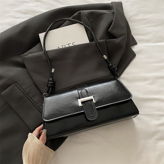 Black French Chic Baguette Shoulder Bag Women's Minimalist Crossbody Bag with Premium Feel V888-ELOSUNG51256