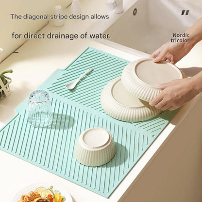 3-Piece Green Silicone Draining Mat Set Kitchen Counter Protector Heat-Resistant Non-Slip Mats Large Medium V888-ELOSUNG51260