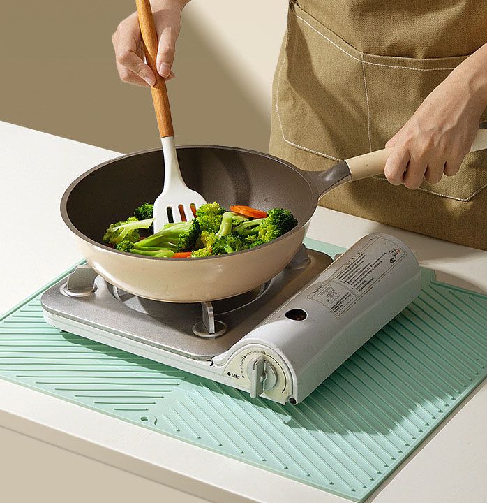 3-Piece Green Silicone Draining Mat Set Kitchen Counter Protector Heat-Resistant Non-Slip Mats Large Medium V888-ELOSUNG51260