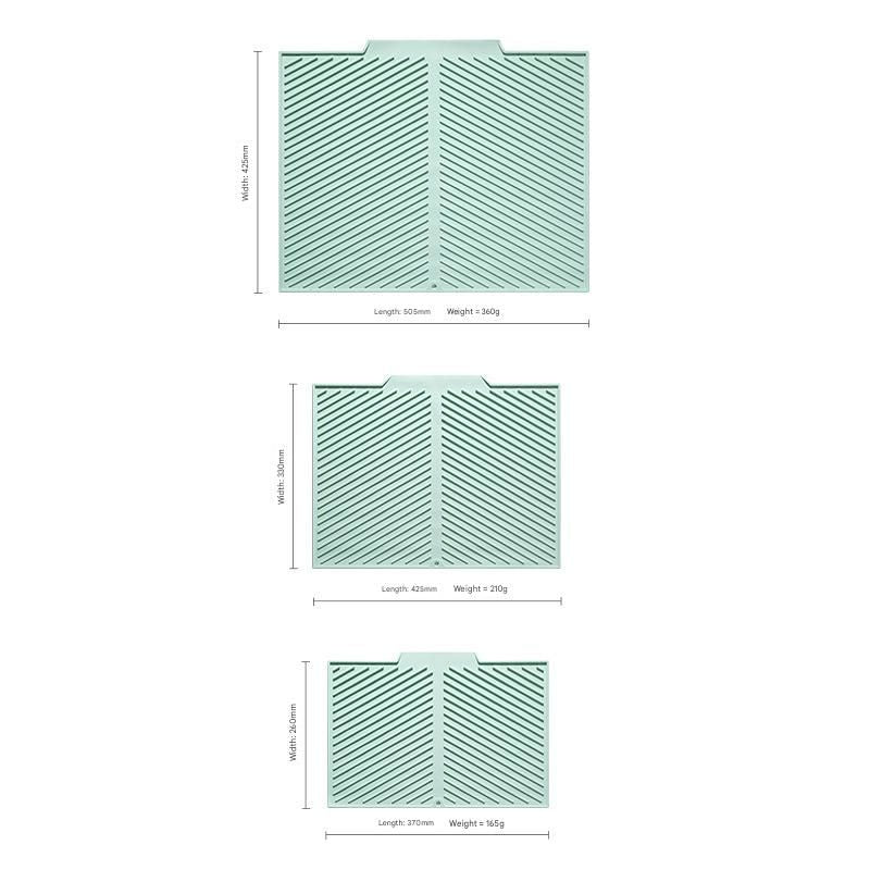 3-Piece Green Silicone Draining Mat Set Kitchen Counter Protector Heat-Resistant Non-Slip Mats Large Medium V888-ELOSUNG51260