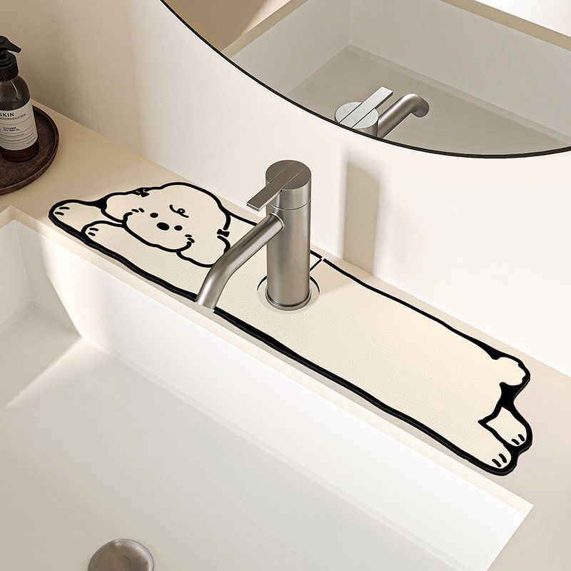 2-Piece Faucet Draining Mat Set Absorbent Sink Splash Guard Quick Dry Counter Mat 10x61cm(Milk-Loving Dog) V888-ELOSUNG51263