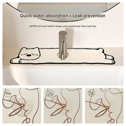 2-Piece Faucet Draining Mat Set Absorbent Sink Splash Guard Quick Dry Counter Mat 10x61cm(Crocodile) V888-ELOSUNG51266
