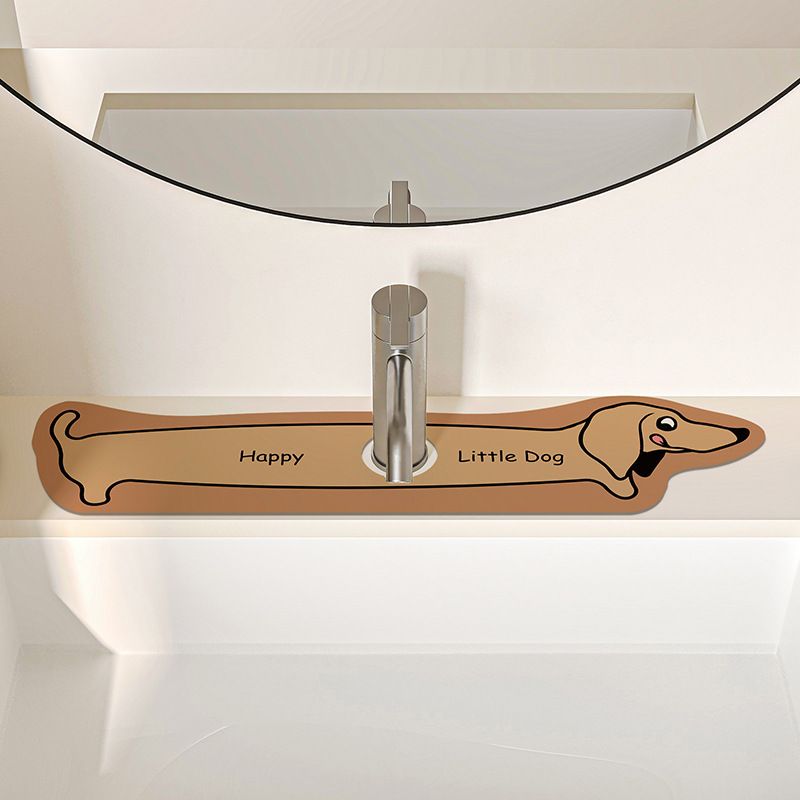 2-Piece Faucet Draining Mat Set Absorbent Sink Splash Guard Quick Dry Counter Mat 10x61cm(Dachshund) V888-ELOSUNG51269