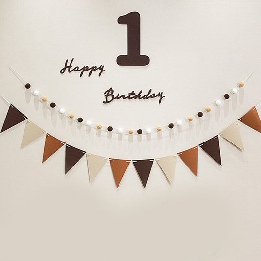 Felt Birthday Banner Set with Interchangeable Numbers 0-9 Pom Pom Garland Pennant Flags Happy Birthday V888-ELOSUNG51273