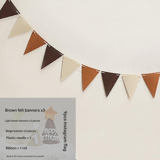 Felt Birthday Banner Set with Interchangeable Numbers 0-9 Pom Pom Garland Pennant Flags Happy Birthday V888-ELOSUNG51273