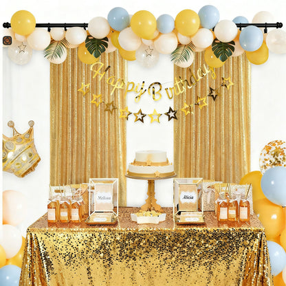 Gold Sequin Backdrop Curtain Party Wedding Photo Booth Background Panel 8FT x 2FT V888-ELOSUNG51274