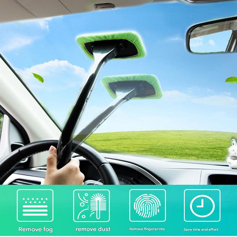3-Piece Dark blue Car Windshield Cleaning Brush Set Microfiber Defogging Wiper Tool Window Glass Cleaner V888-ELOSUNG51278