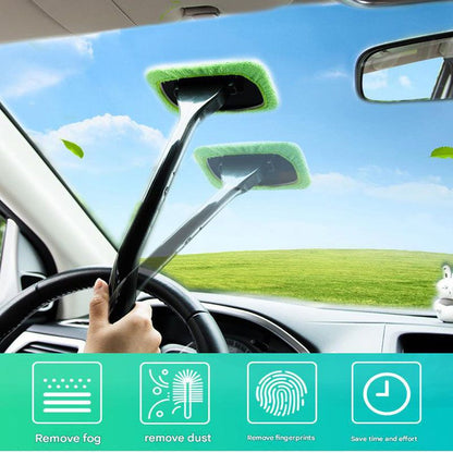 3-Piece Green Car Windshield Cleaning Brush Set Microfiber Defogging Wiper Tool Window Glass Cleaner V888-ELOSUNG51280