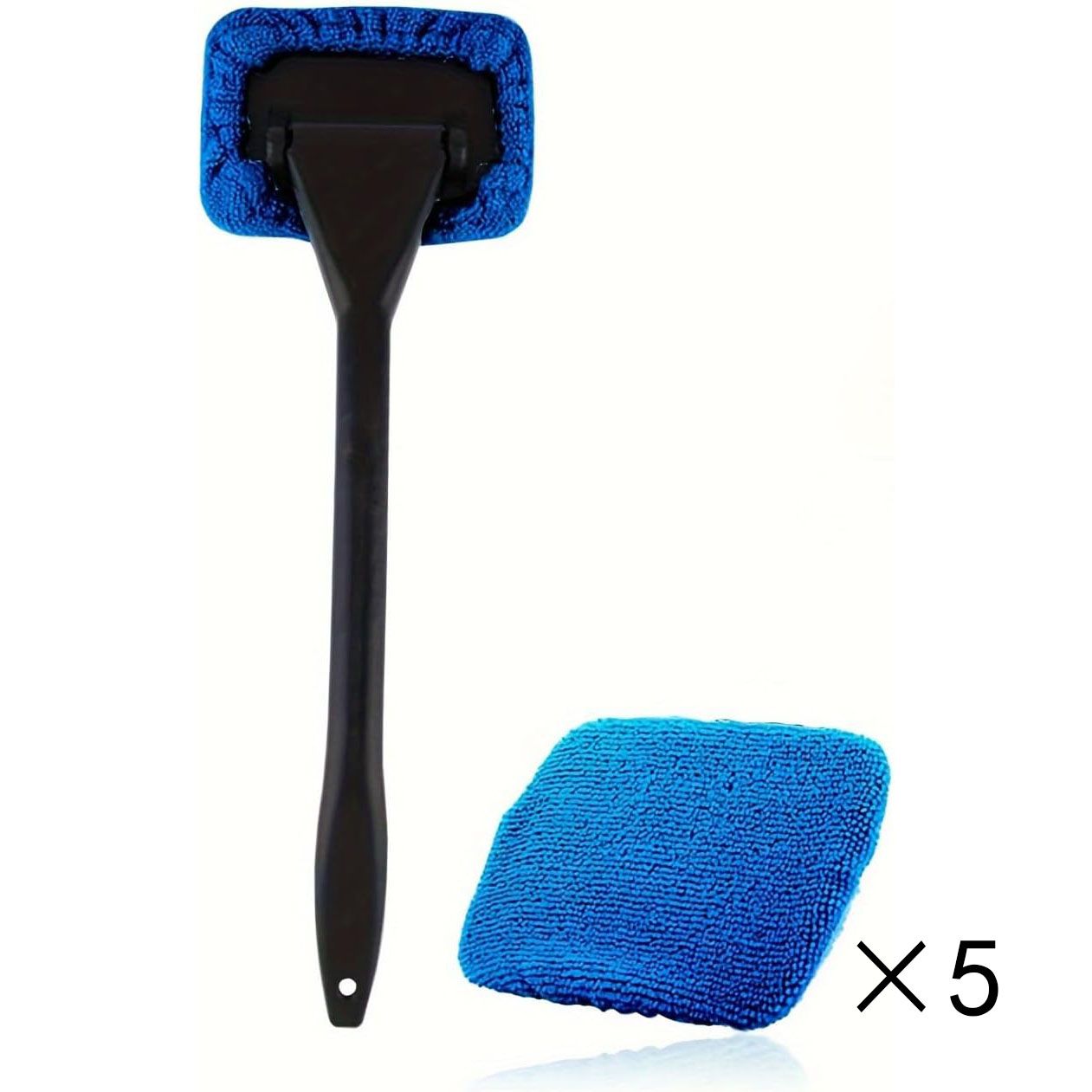 Dark blue Car Windshield Cleaning Brush with 5 Replacement Microfiber Pads Defogging Wiper Tool Glass Cleaner V888-ELOSUNG51282