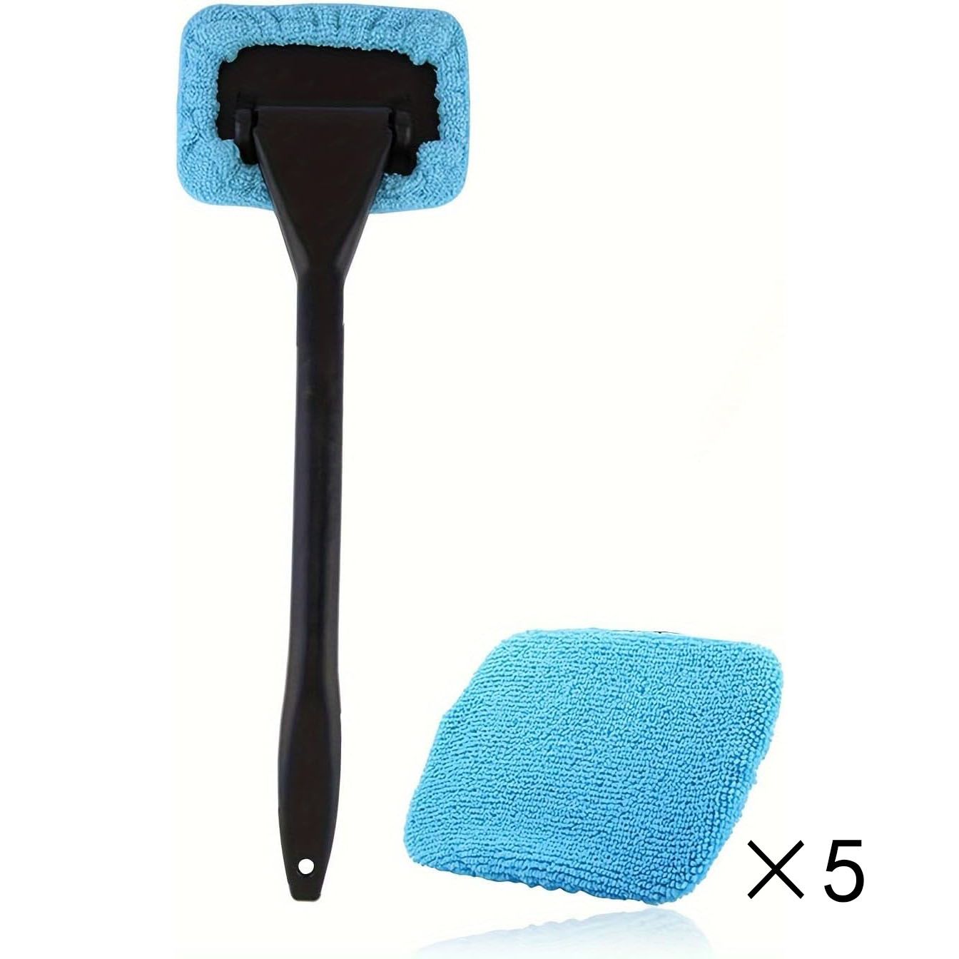 Light blue Car Windshield Cleaning Brush with 5 Replacement Microfiber Pads Defogging Wiper Tool Glass Cleaner V888-ELOSUNG51283