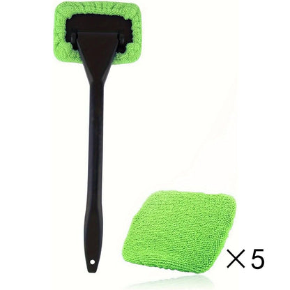 Green Car Windshield Cleaning Brush with 5 Replacement Microfiber Pads Defogging Wiper Tool Glass Cleaner V888-ELOSUNG51284